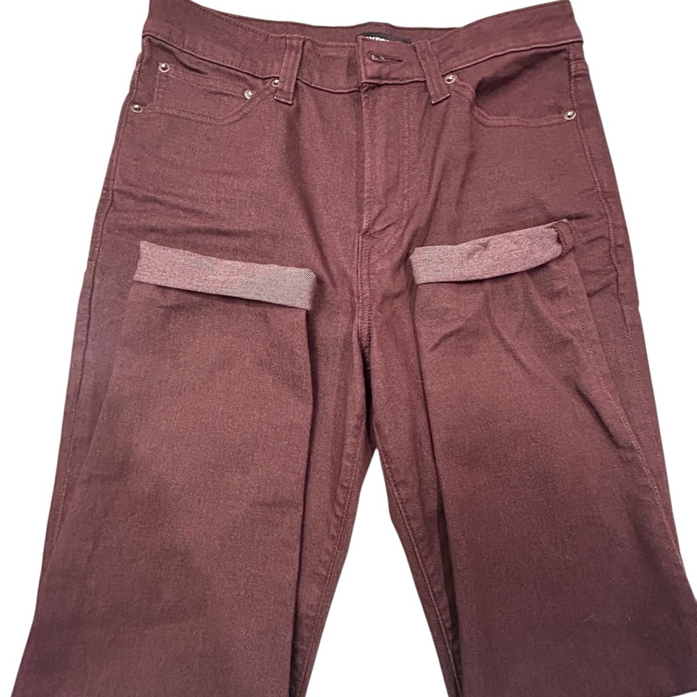 Express Maroon‎ Skinny Fit Jeans Conscious Edit with Rolled Cuffs
